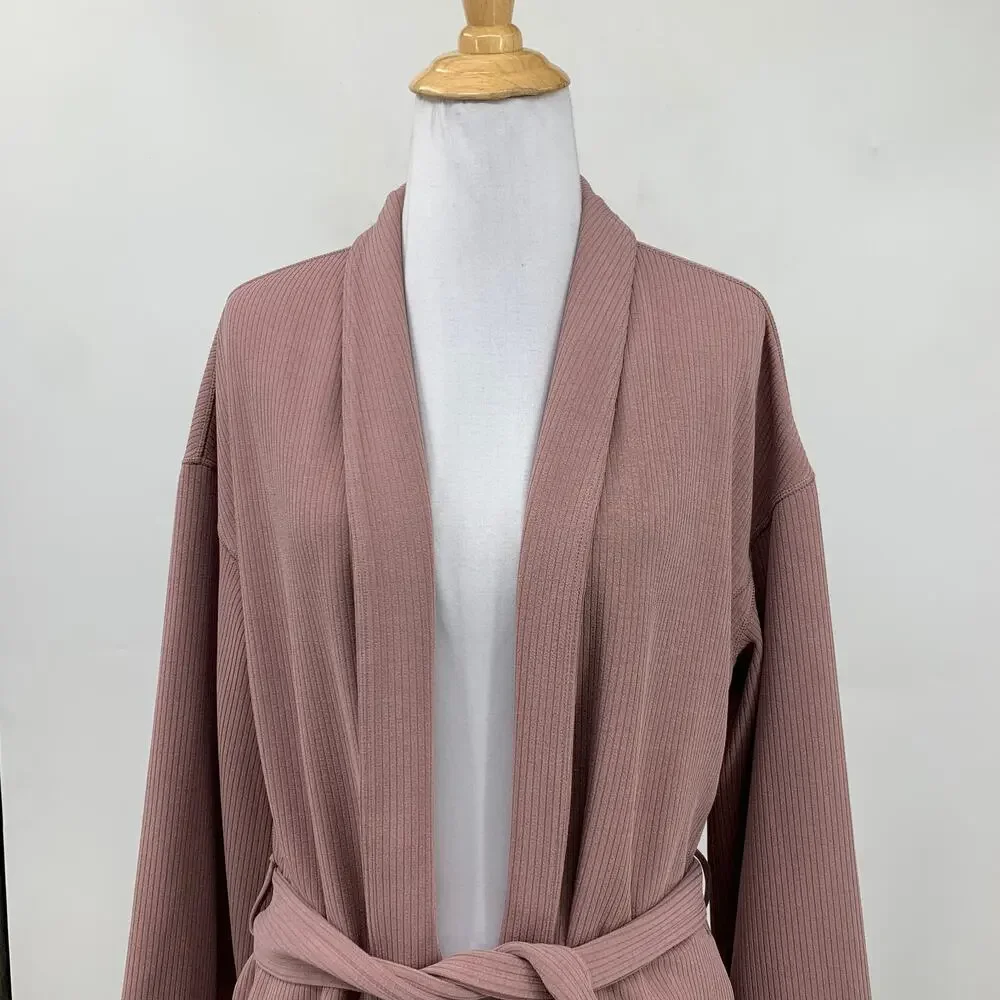 Lululemon Wrap Womens 6 Mauve Ribbed Softstreme Belted Open Front Cardigan